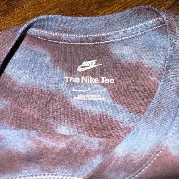 Nike Tee Long Sleeve Gray, Brown Black Stripe Tie-Dye Shirt Black Logo Size L - Picture 10 of 11